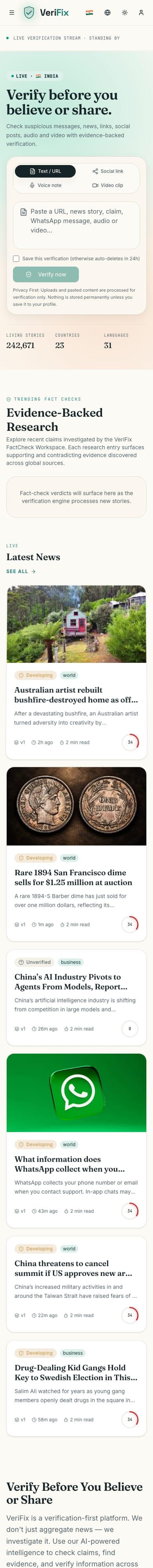 verifix.news — mobile — home page